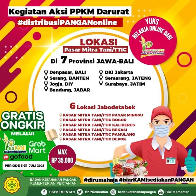 PPKM Darurat, PMT/TTIC Kementan Gencarkan Distribusi Pangan Online