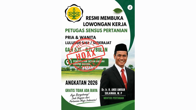 Kementan: Hati-hati Hoaks Rekrutmen “Petugas Sensus Pertanian 2026”, Masyarakat Waspada Modus Penipuan
